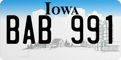 IA license plate BAB991