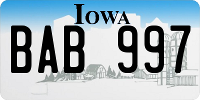 IA license plate BAB997