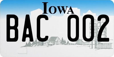 IA license plate BAC002