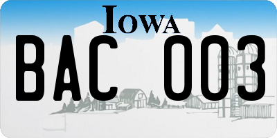 IA license plate BAC003