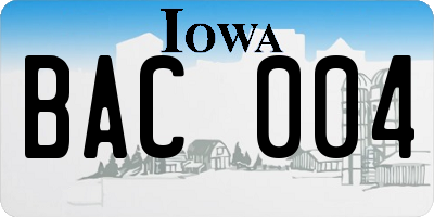 IA license plate BAC004