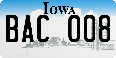 IA license plate BAC008