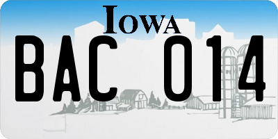 IA license plate BAC014