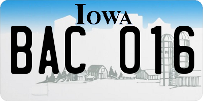 IA license plate BAC016