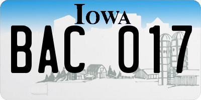 IA license plate BAC017