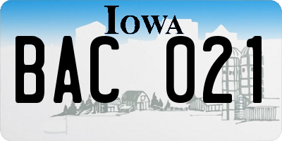IA license plate BAC021