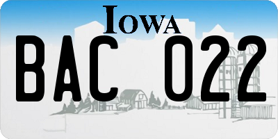 IA license plate BAC022