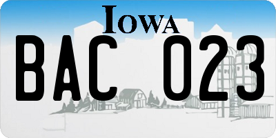 IA license plate BAC023
