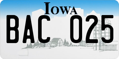 IA license plate BAC025