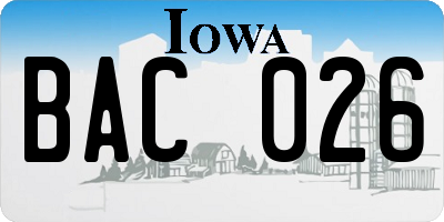 IA license plate BAC026