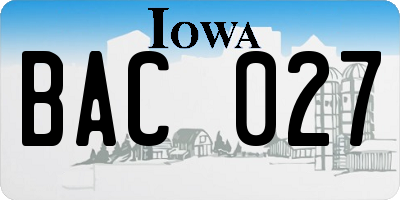 IA license plate BAC027
