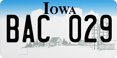 IA license plate BAC029