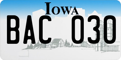 IA license plate BAC030
