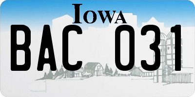 IA license plate BAC031