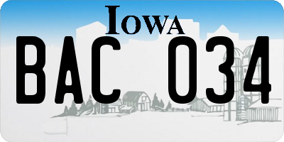 IA license plate BAC034
