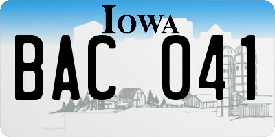 IA license plate BAC041