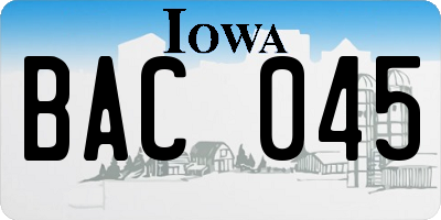 IA license plate BAC045