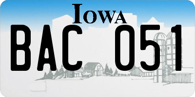 IA license plate BAC051