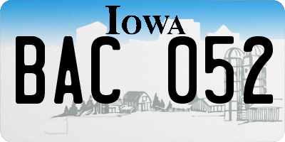 IA license plate BAC052