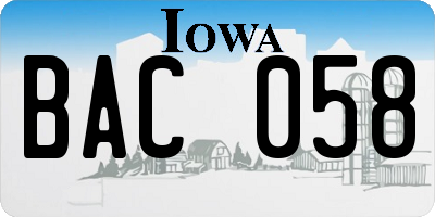 IA license plate BAC058