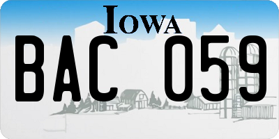 IA license plate BAC059