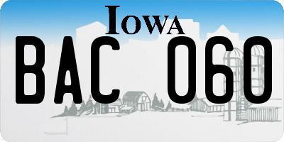 IA license plate BAC060