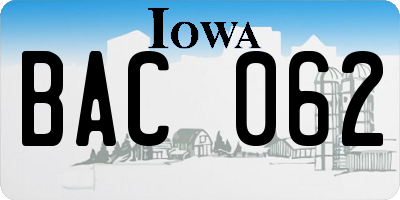 IA license plate BAC062