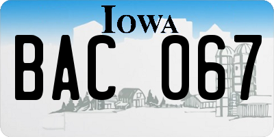 IA license plate BAC067