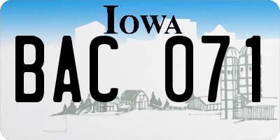 IA license plate BAC071