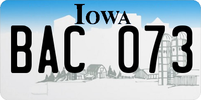 IA license plate BAC073