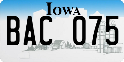IA license plate BAC075