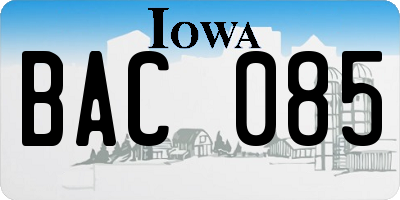 IA license plate BAC085