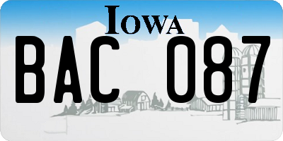 IA license plate BAC087