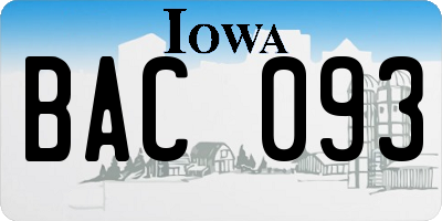 IA license plate BAC093