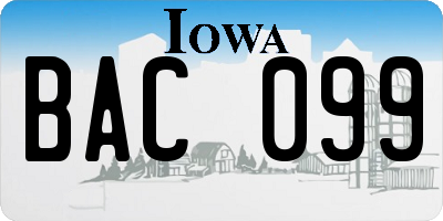 IA license plate BAC099