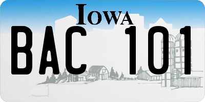IA license plate BAC101