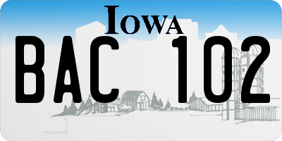 IA license plate BAC102