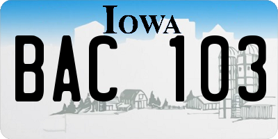 IA license plate BAC103
