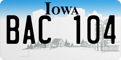 IA license plate BAC104
