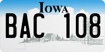 IA license plate BAC108