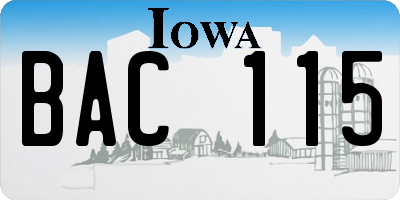IA license plate BAC115