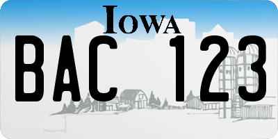 IA license plate BAC123