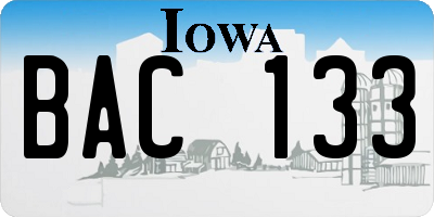 IA license plate BAC133