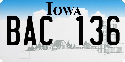 IA license plate BAC136