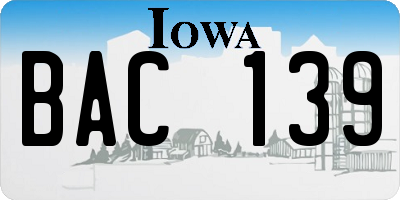 IA license plate BAC139