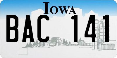 IA license plate BAC141