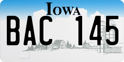 IA license plate BAC145