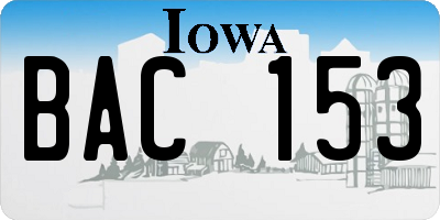 IA license plate BAC153