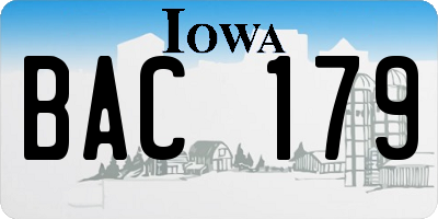 IA license plate BAC179