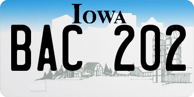 IA license plate BAC202